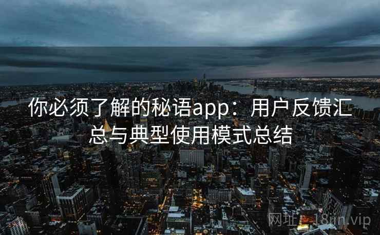你必须了解的秘语app：用户反馈汇总与典型使用模式总结