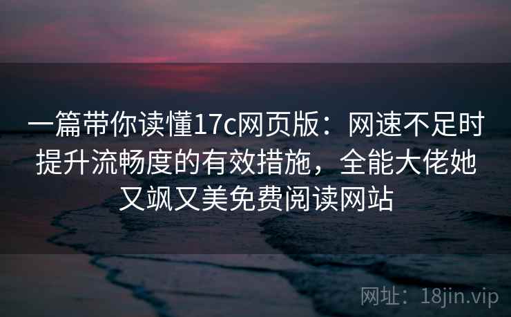 一篇带你读懂17c网页版：网速不足时提升流畅度的有效措施，全能大佬她又飒又美免费阅读网站