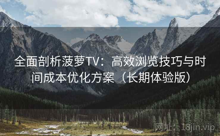 全面剖析菠萝TV：高效浏览技巧与时间成本优化方案（长期体验版）