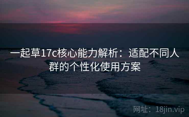 一起草17c核心能力解析：适配不同人群的个性化使用方案