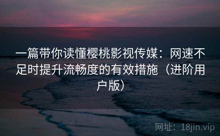 一篇带你读懂樱桃影视传媒：网速不足时提升流畅度的有效措施（进阶用户版）