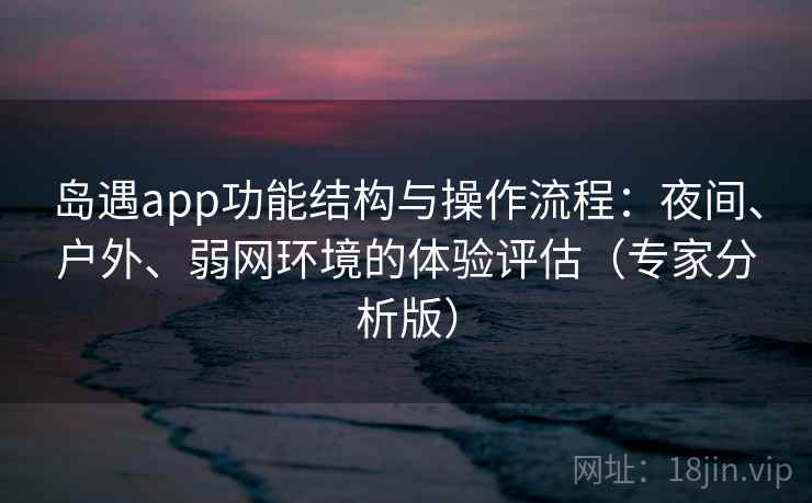 岛遇app功能结构与操作流程：夜间、户外、弱网环境的体验评估（专家分析版）
